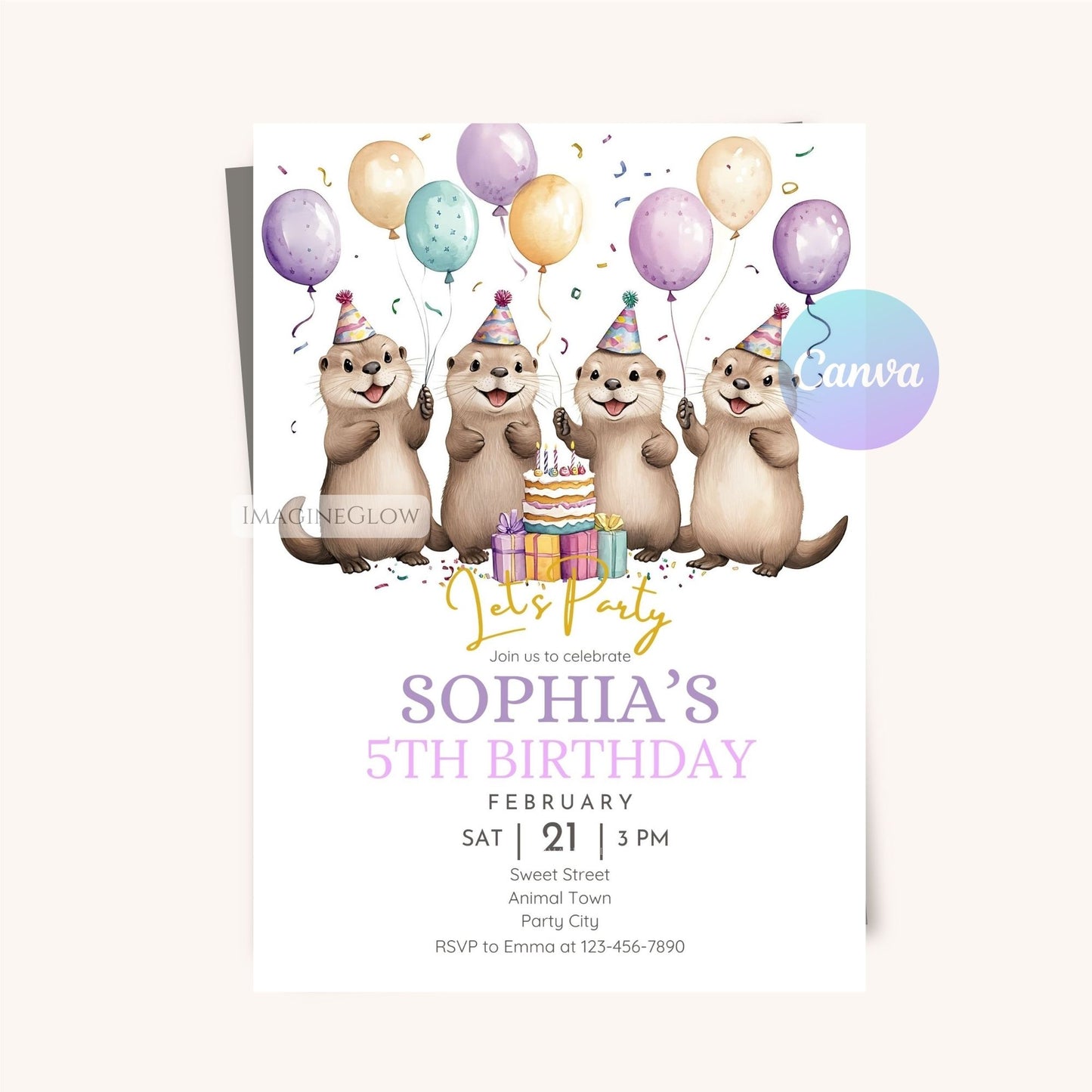 Water animal-themed birthday invitation
Adorable otter birthday card
