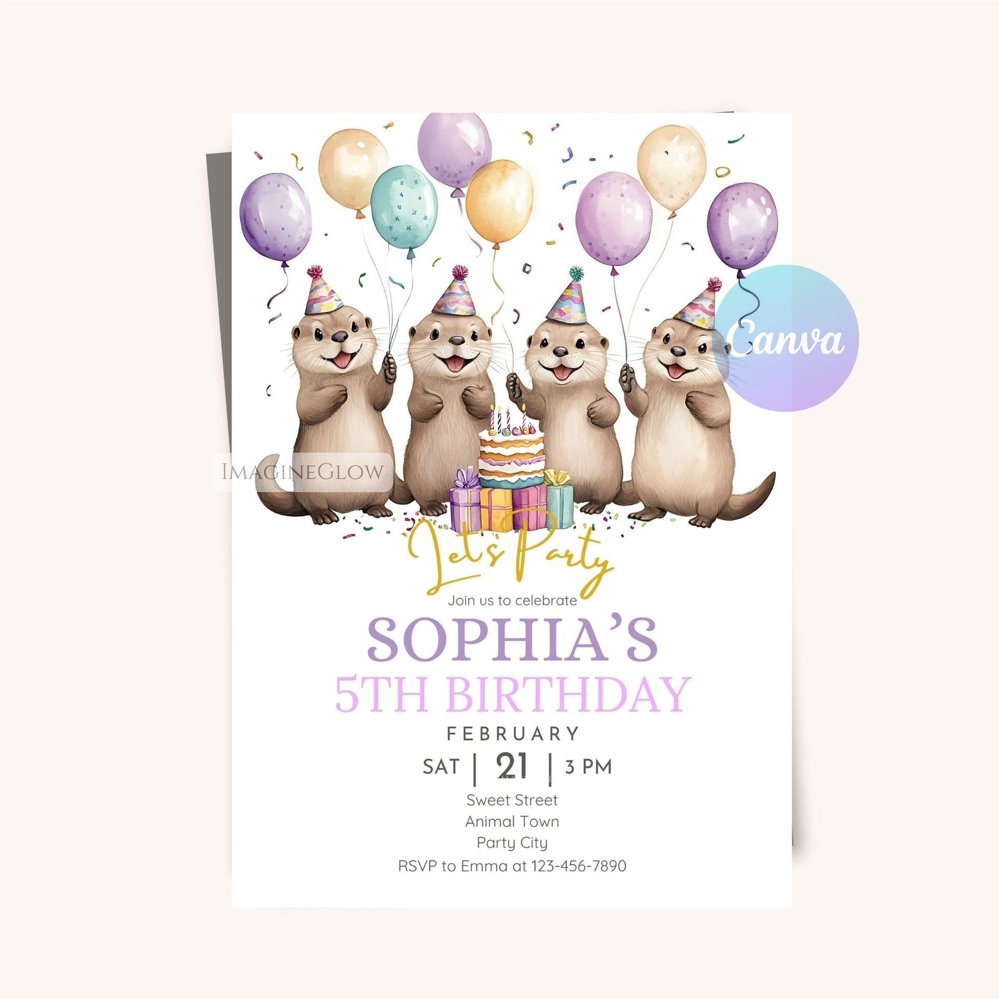 Water animal-themed birthday invitation
Adorable otter birthday card
