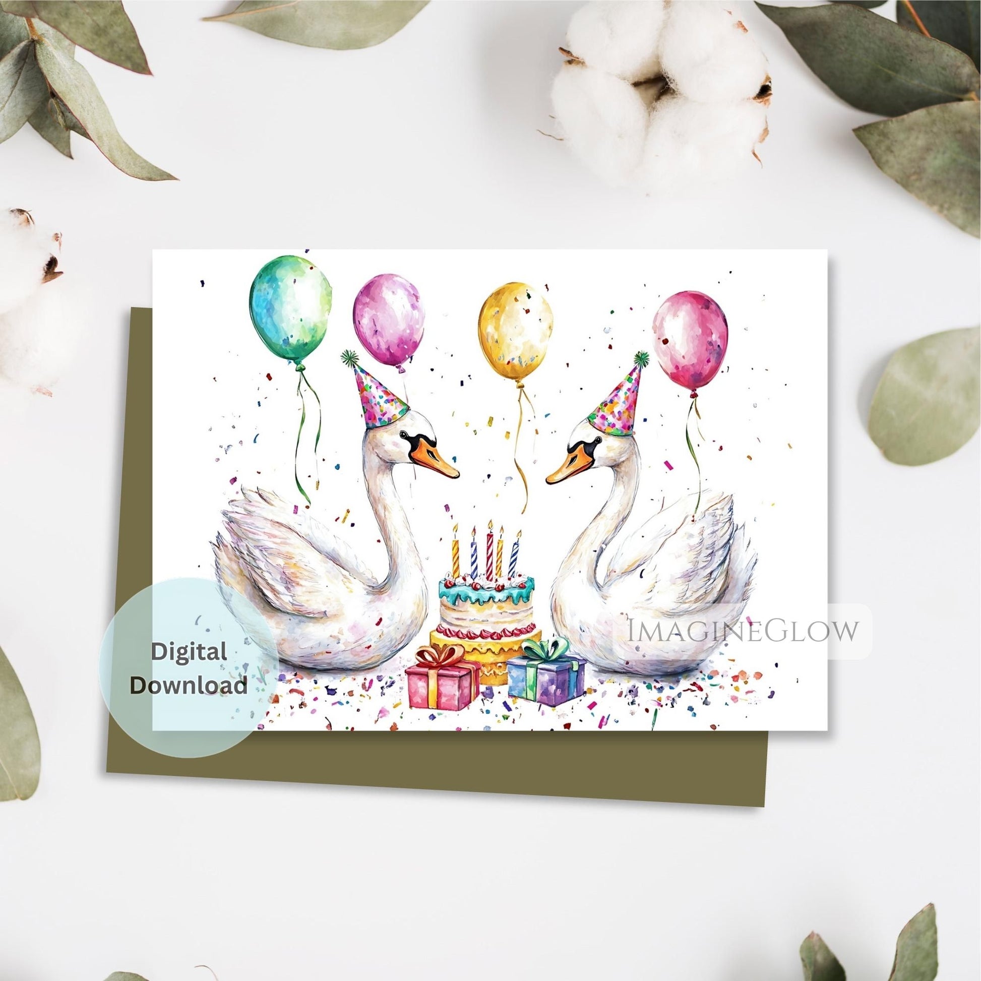 swan birthday card
two swans birthday card
elegant swan birthday card
