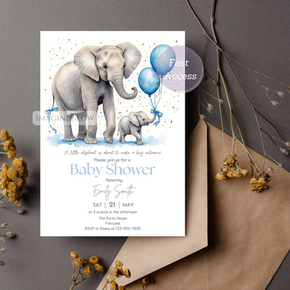 cute elephant baby shower card
