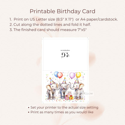 friendly elephant birthday card printable
elephant birthday greeting card digital
adorable elephant birthday card art