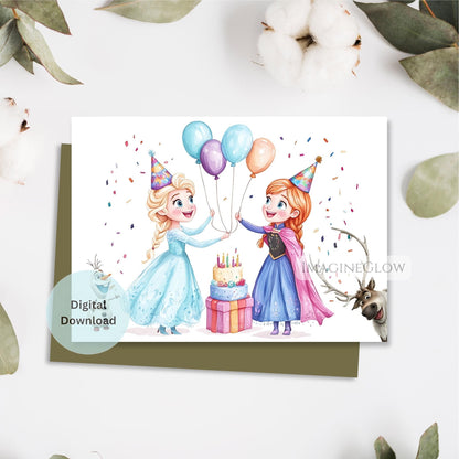 Printable winter birthday card
Frozen movie inspired birthday card
Elsa birthday card digital download
