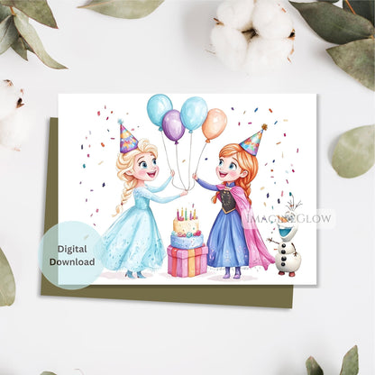 printable disney princess card
arendelle themed birthday greeting
digital frozen card for kids