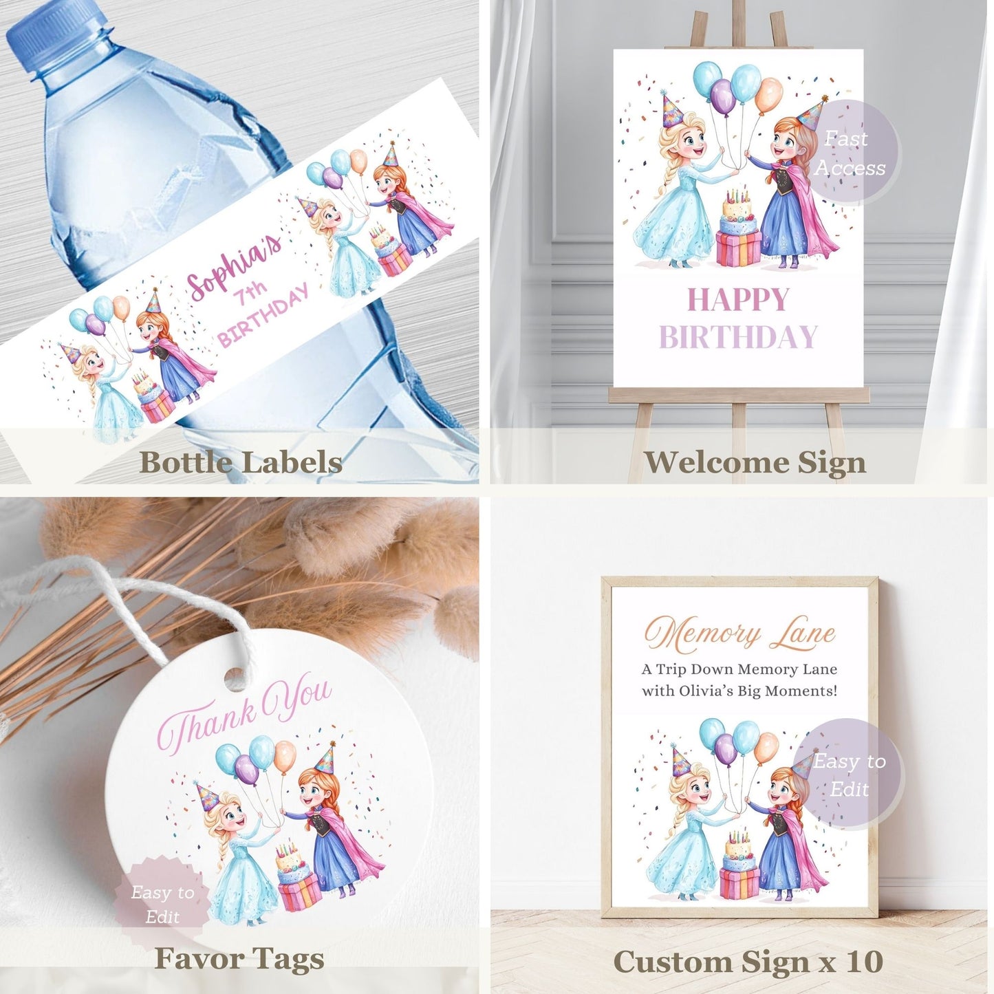 Snowflake themed birthday party printables