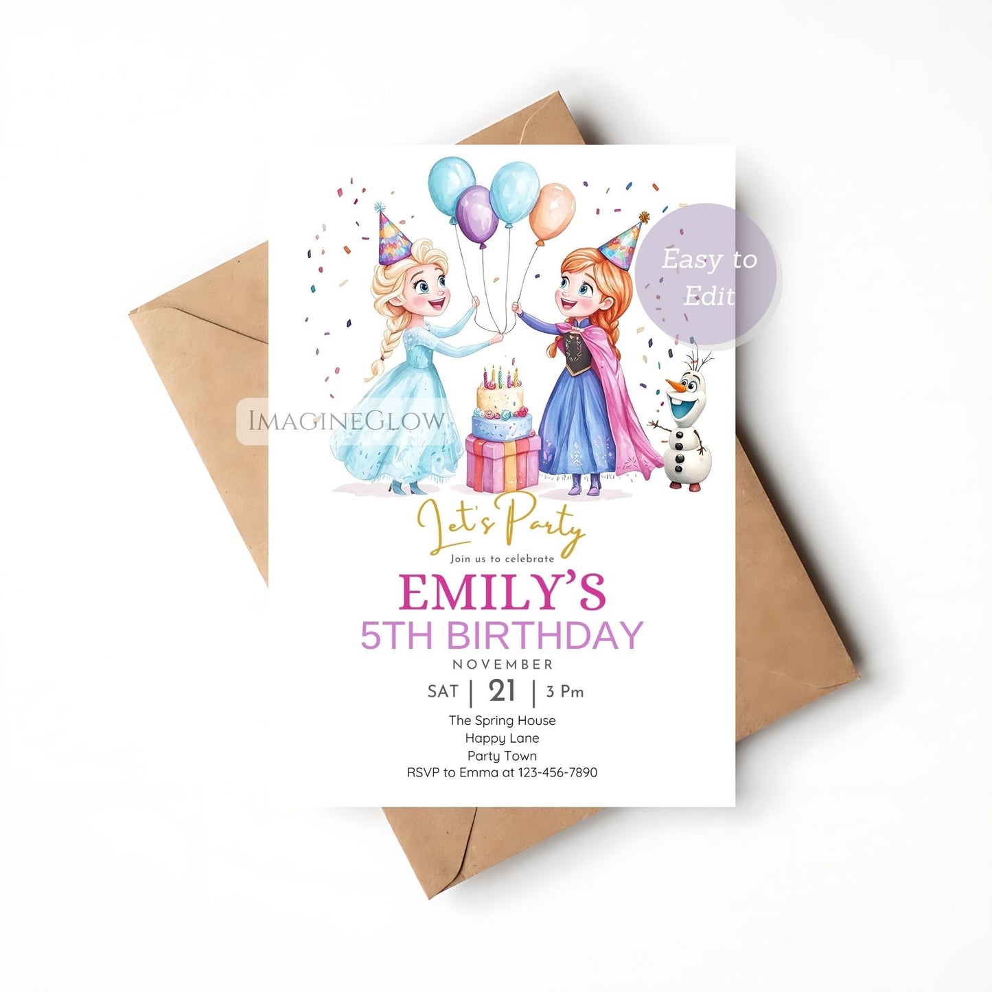Frozen birthday invitation for kids
