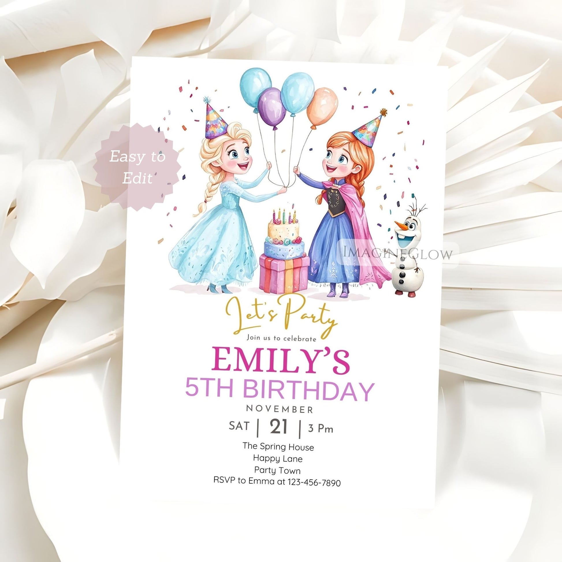 Elsa and Anna themed invite
Winter wonderland Frozen invite design
