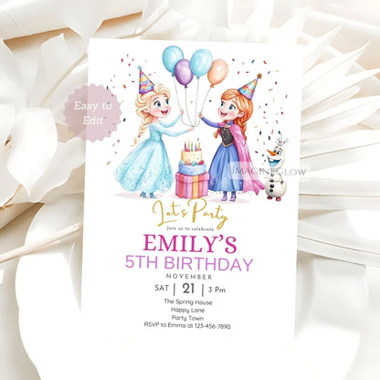 Elsa and Anna themed invite
Winter wonderland Frozen invite design
