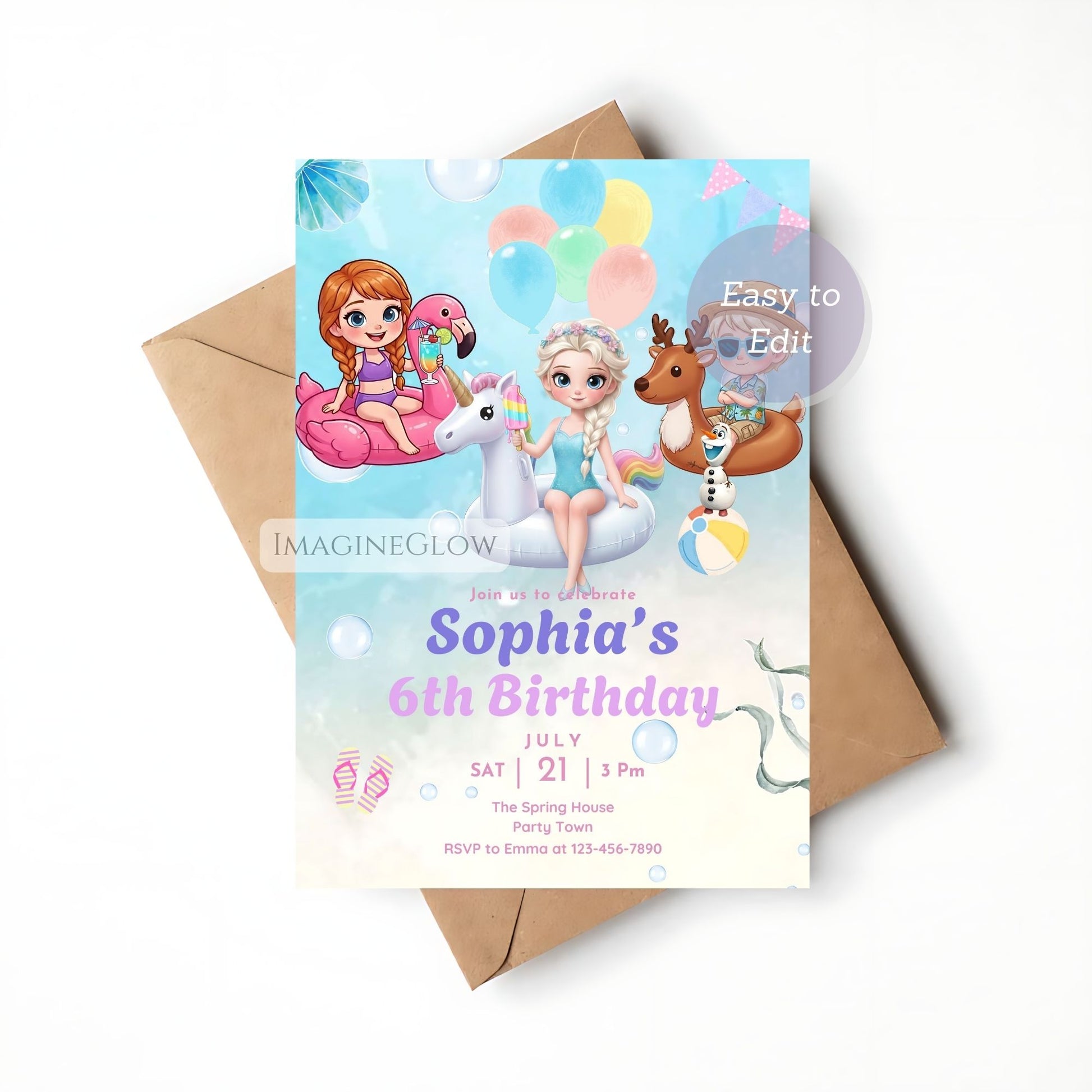 frozen summer birthday invitation
