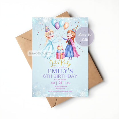 editable frozen birthday card
