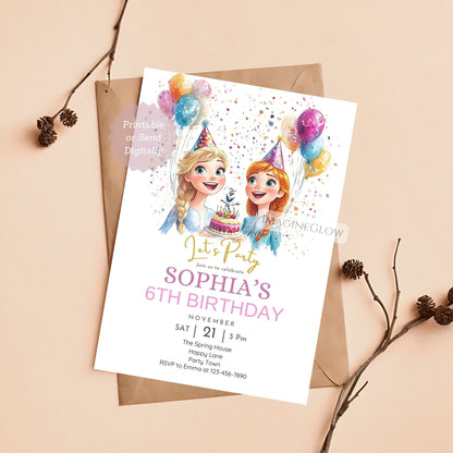 Princess Frozen digital party invitation
Editable winter birthday card for kids
