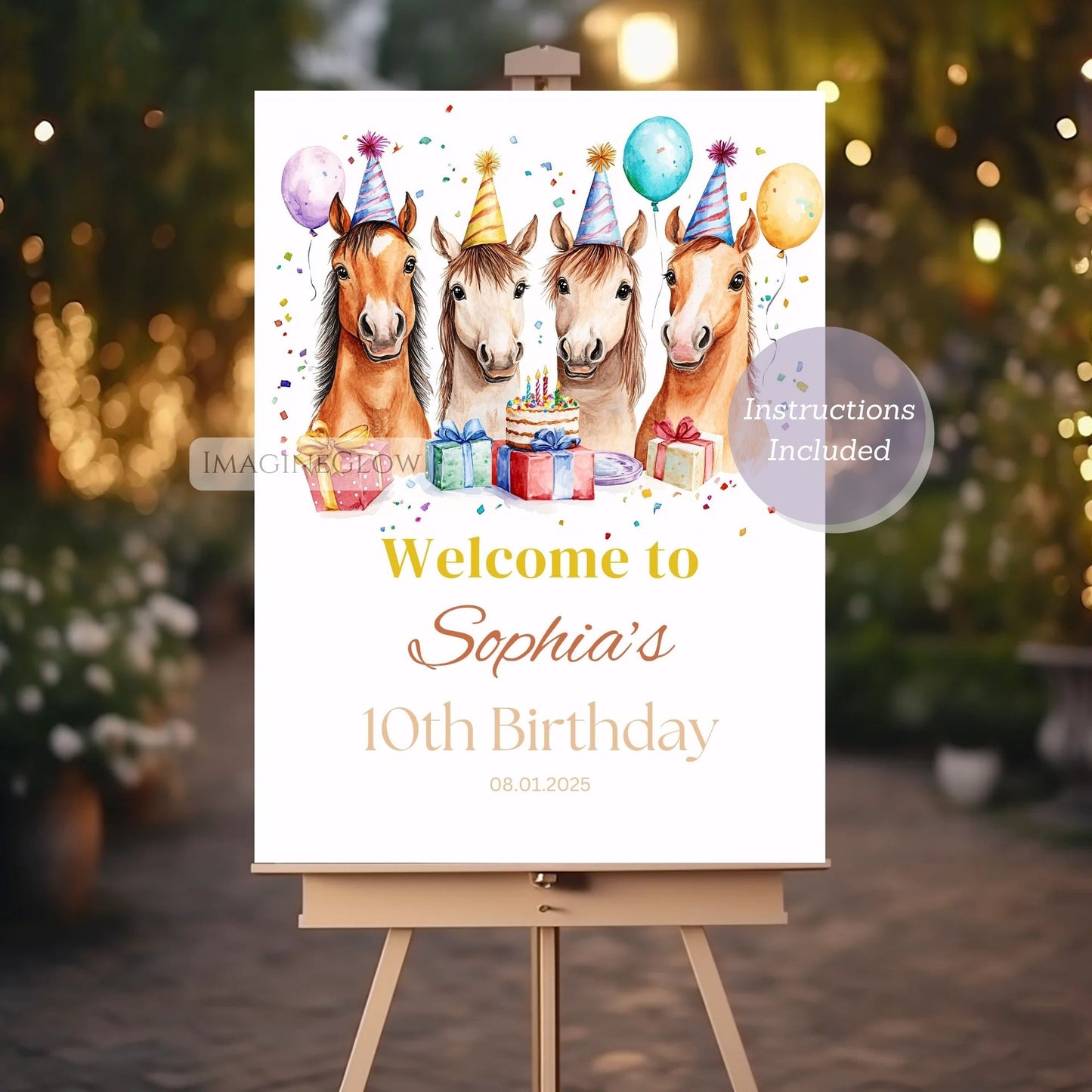 cowboy cowgirl birthday welcome sign
equestrian birthday party decoration
kids horse birthday welcome sign