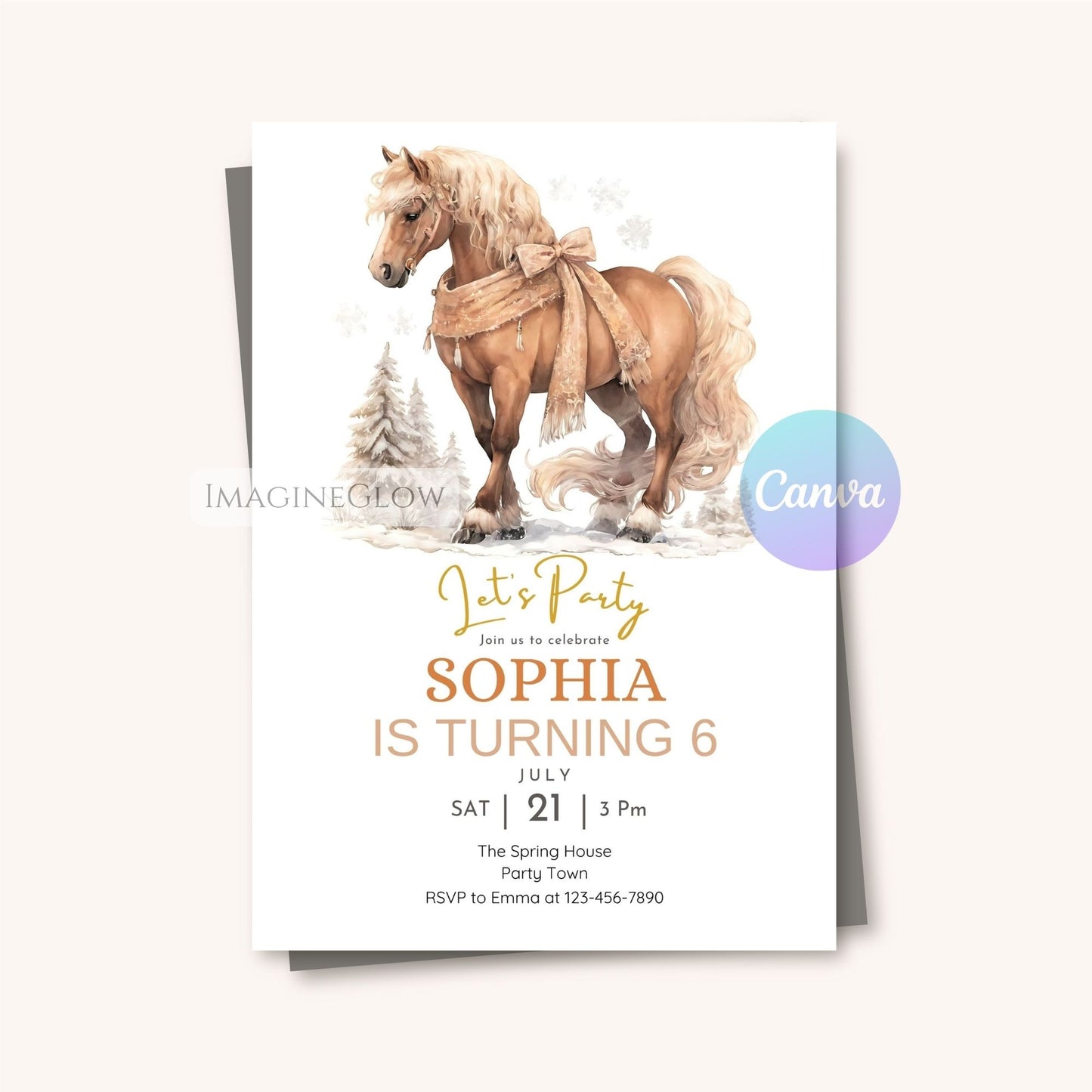 printable pony theme birthday party invitation
horse and pony birthday party digital template