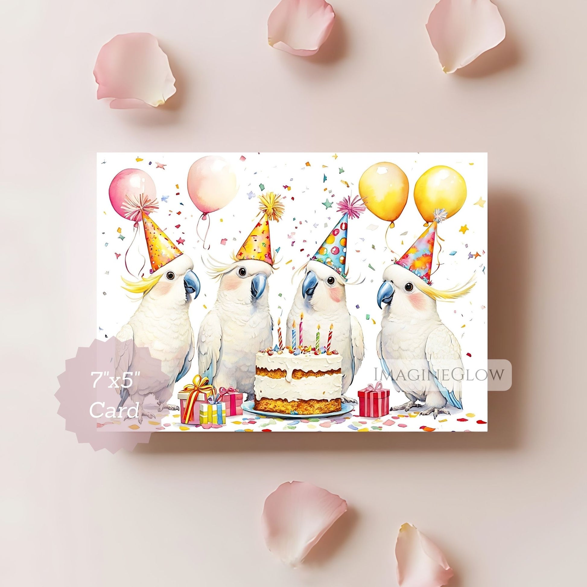 cockatoo birthday card
tropical bird birthday greeting
printable cockatoo card
