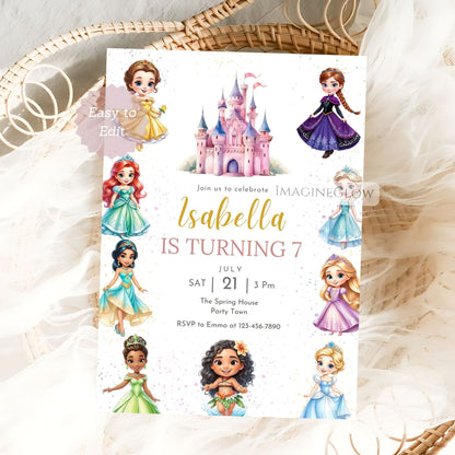 Princess Birthday Invitation - Fairy Tale Castle Party Template