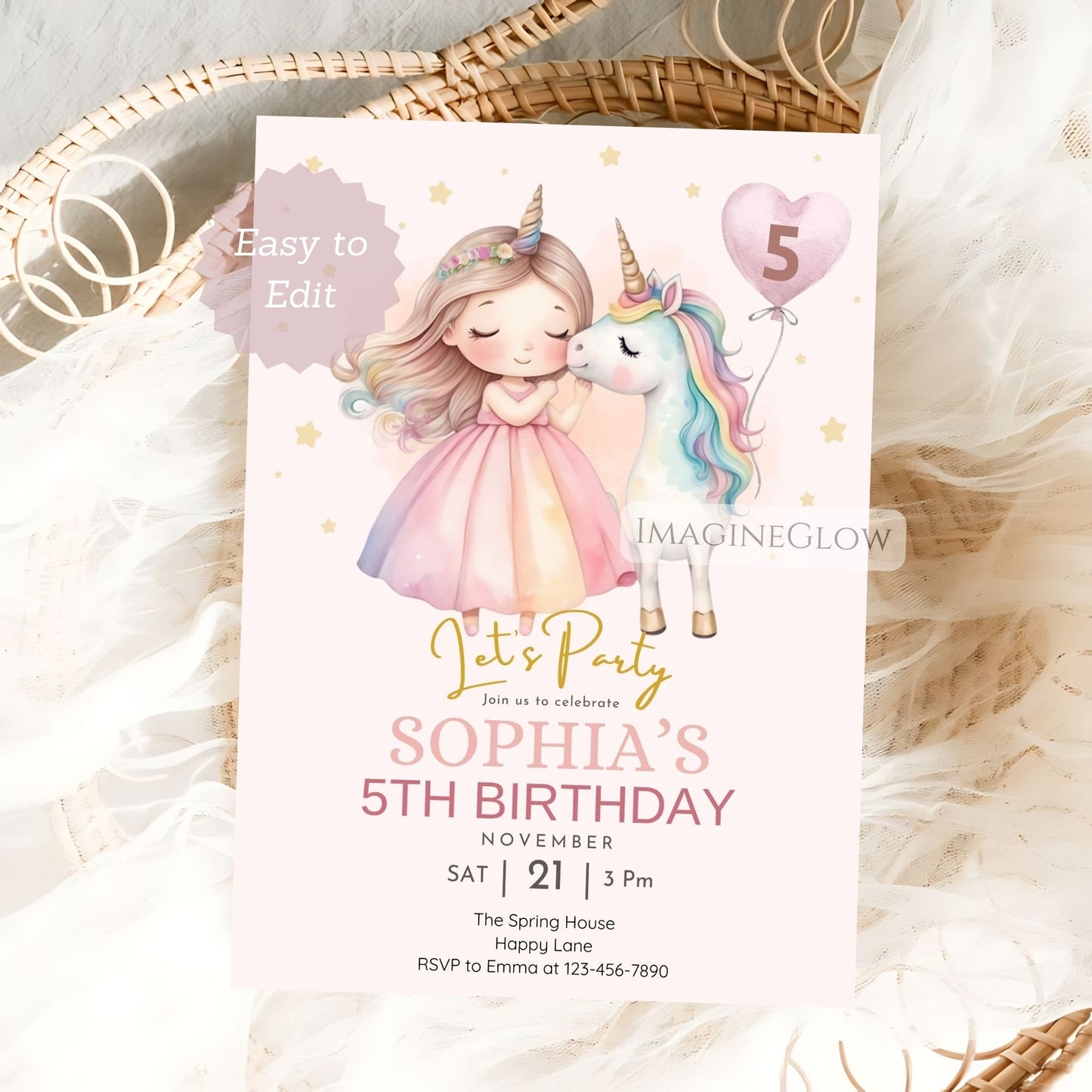 unicorn princess birthday invitation

editable magical girl invitation
