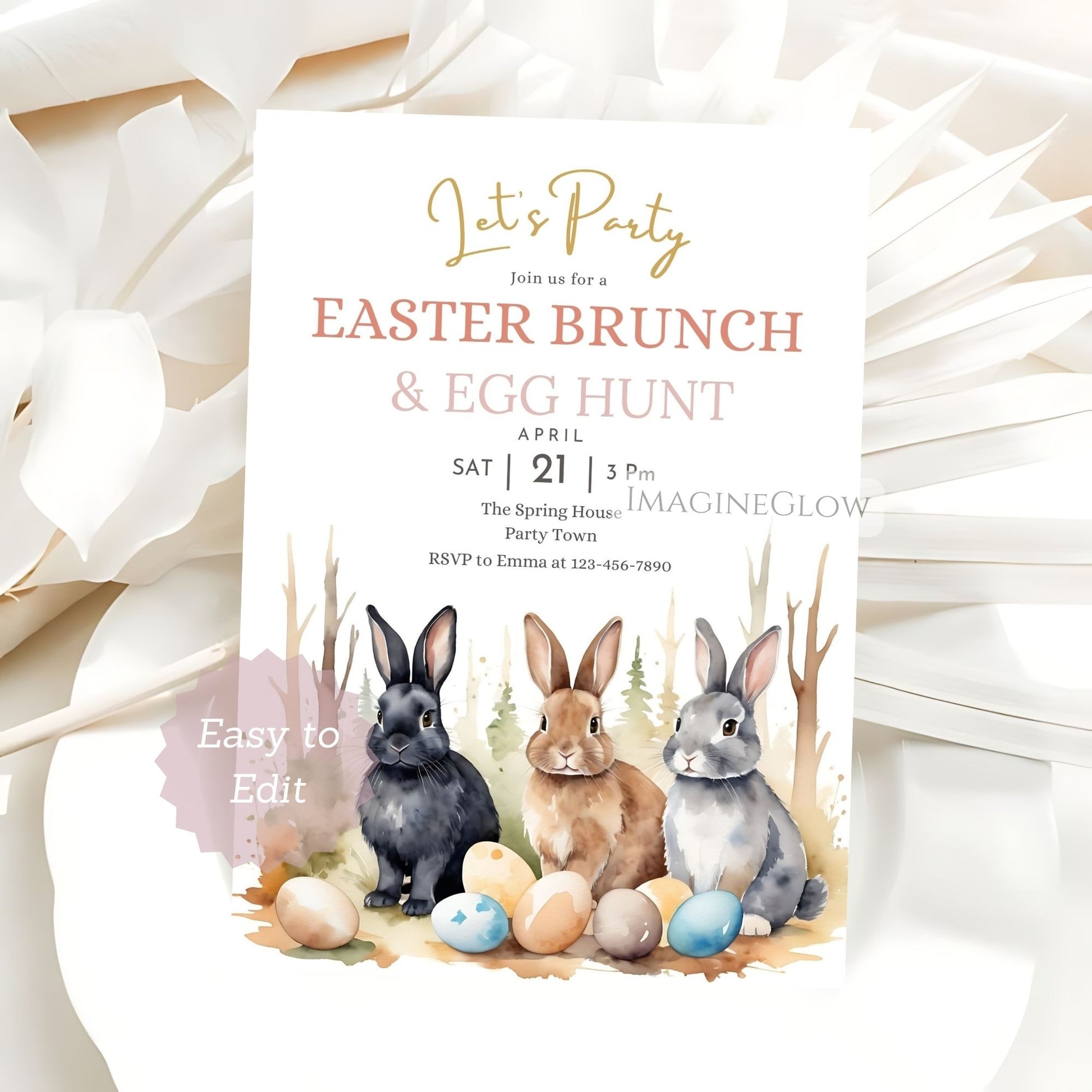 spring party rabbit invite
printable easter egg hunt invitation
