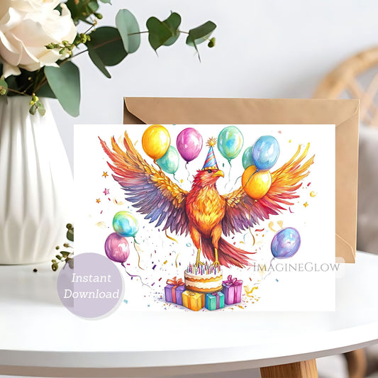 Phoenix Birthday Card
Mythical Phoenix Greeting Card
Fantasy Birthday Card with Phoenix
