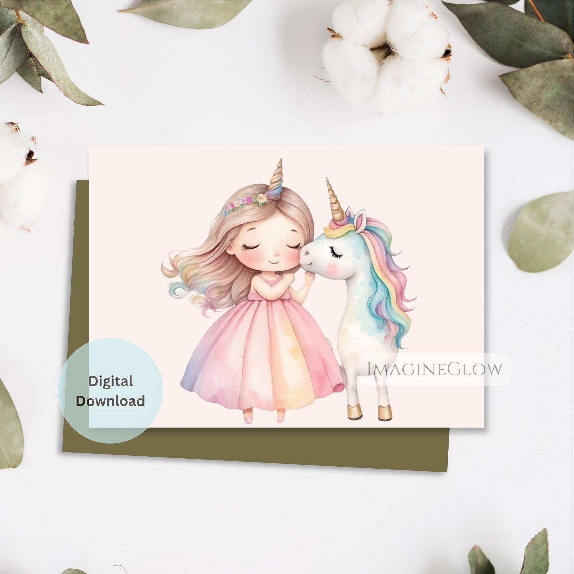 printable unicorn princess card
kids unicorn birthday card
unicorn with crown birthday card
birthday card for fantasy lovers
