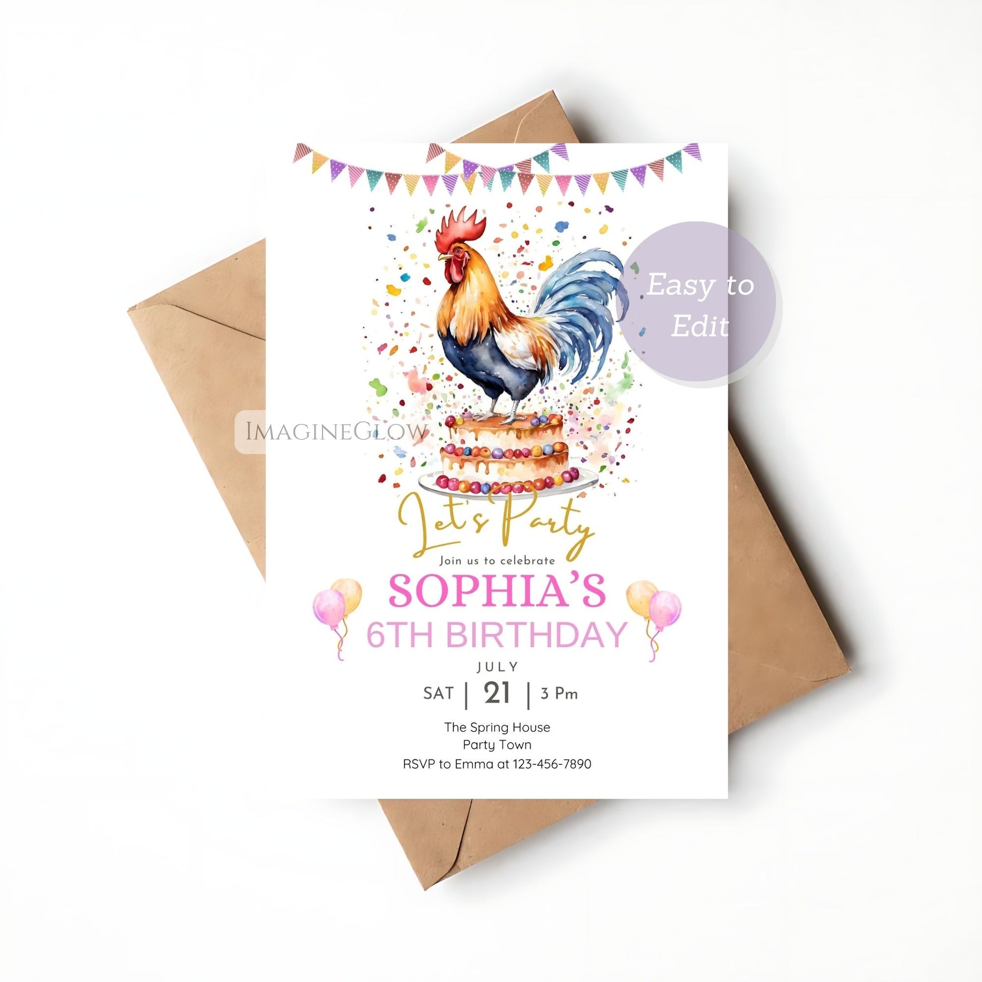 rooster party digital invite
