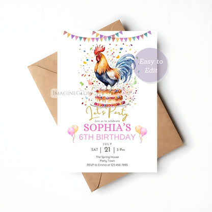 rooster party digital invite
