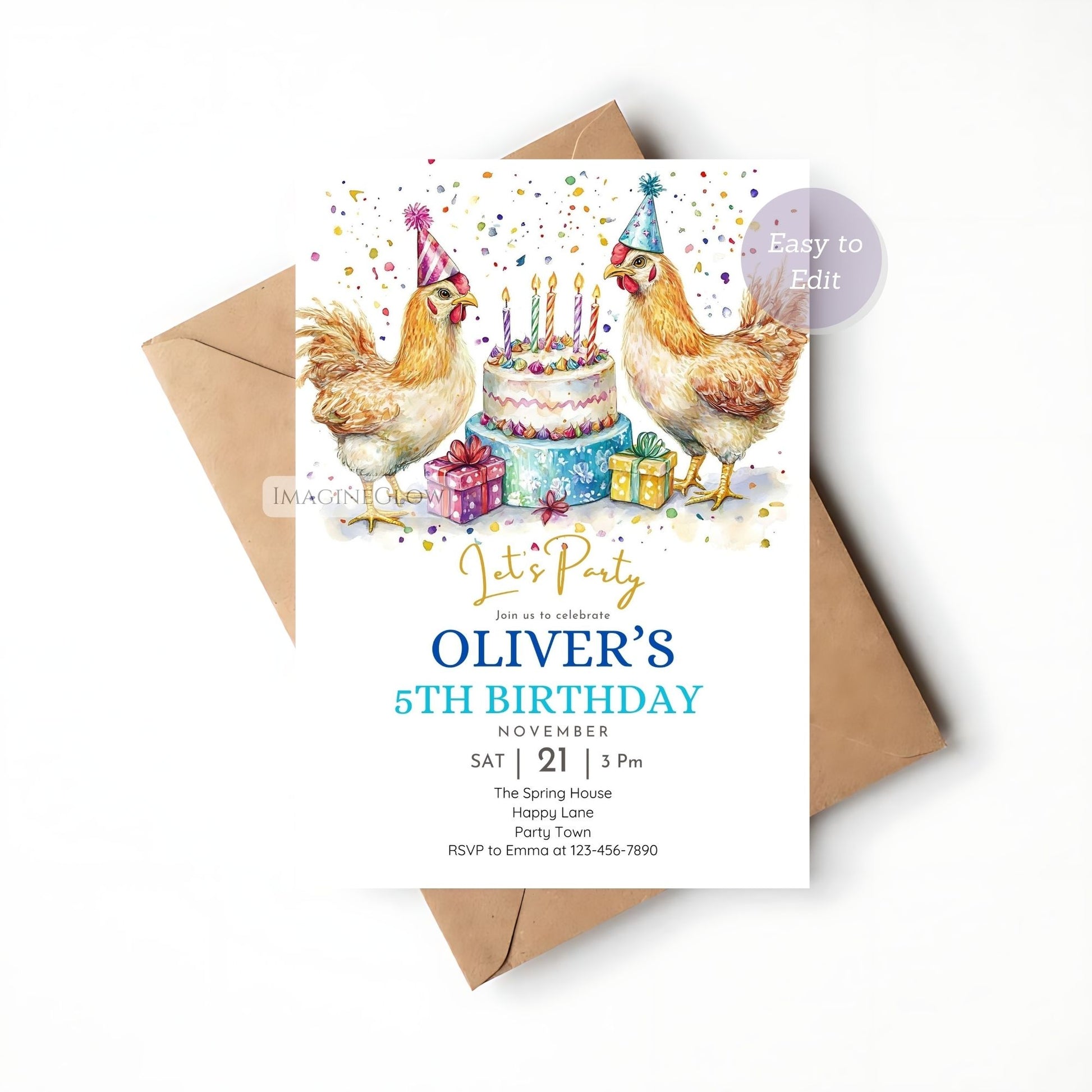 Cute baby chick party invitation template
