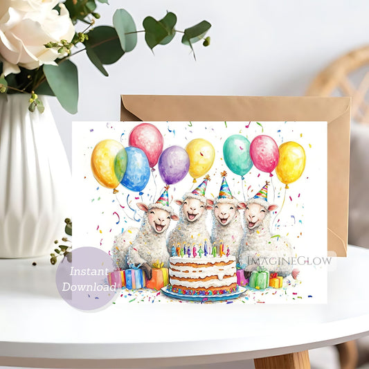 sheep birthday card
farm animal sheep greeting card
barnyard birthday printable card
