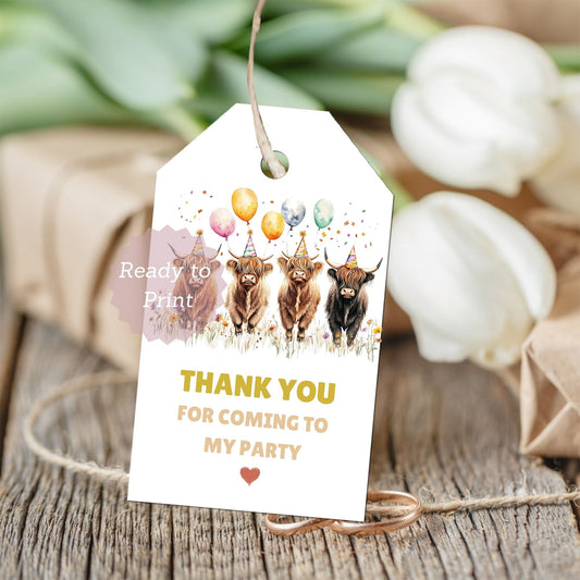 highland cow birthday favor tags
rustic cowboy thank you labels
