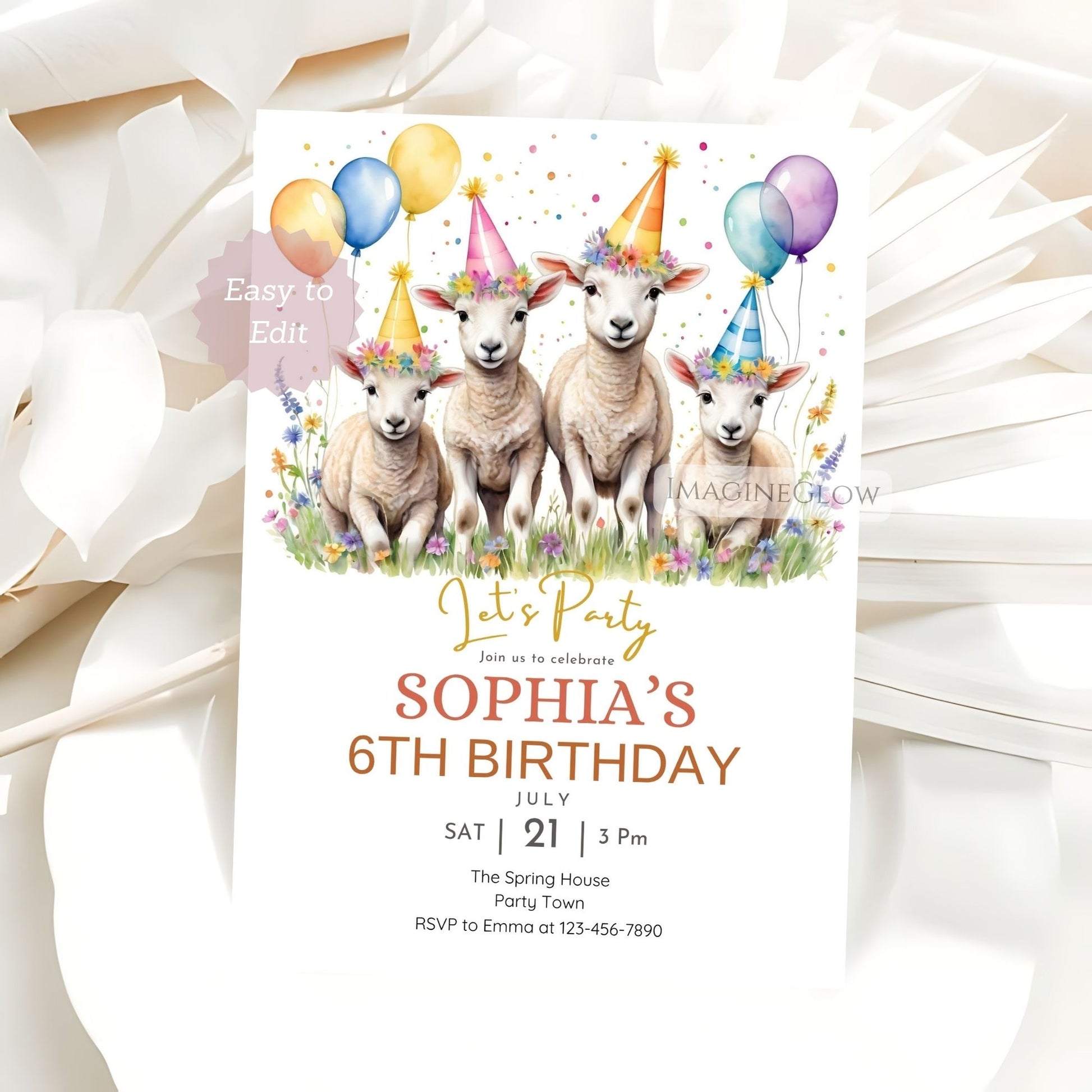 editable wildflower party invite
spring birthday card for kids
