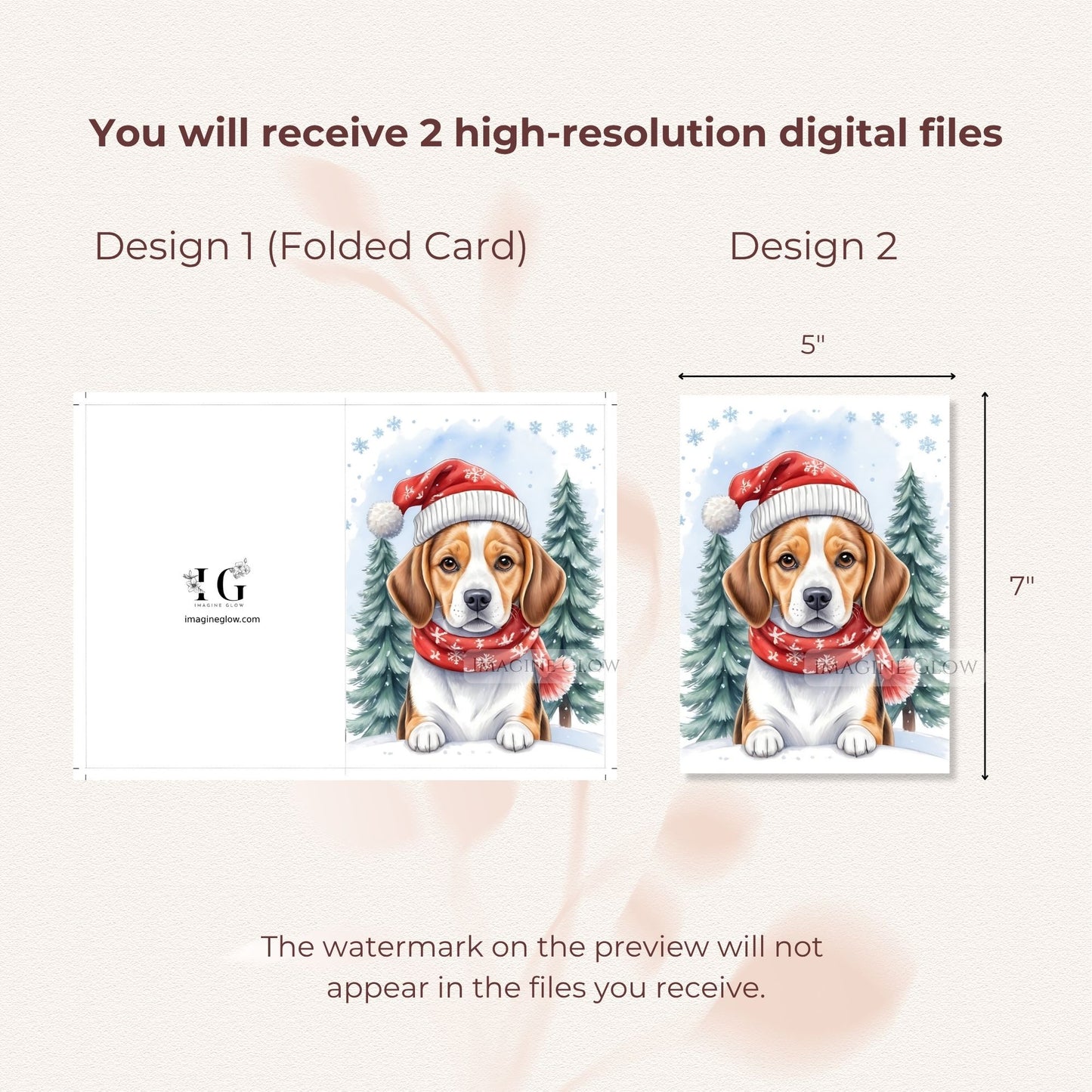 beagle christmas card winter theme
