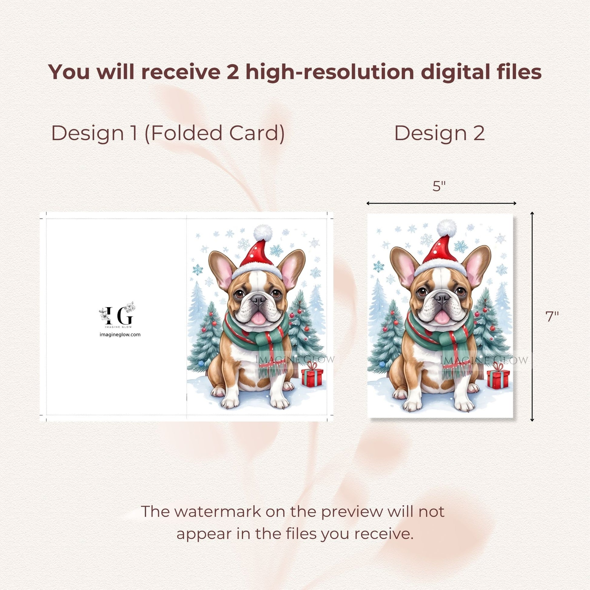holiday bulldog christmas greeting card
