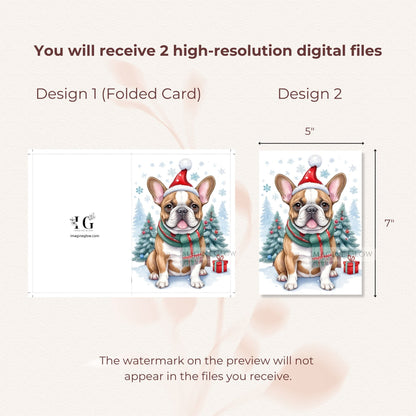 holiday bulldog christmas greeting card
