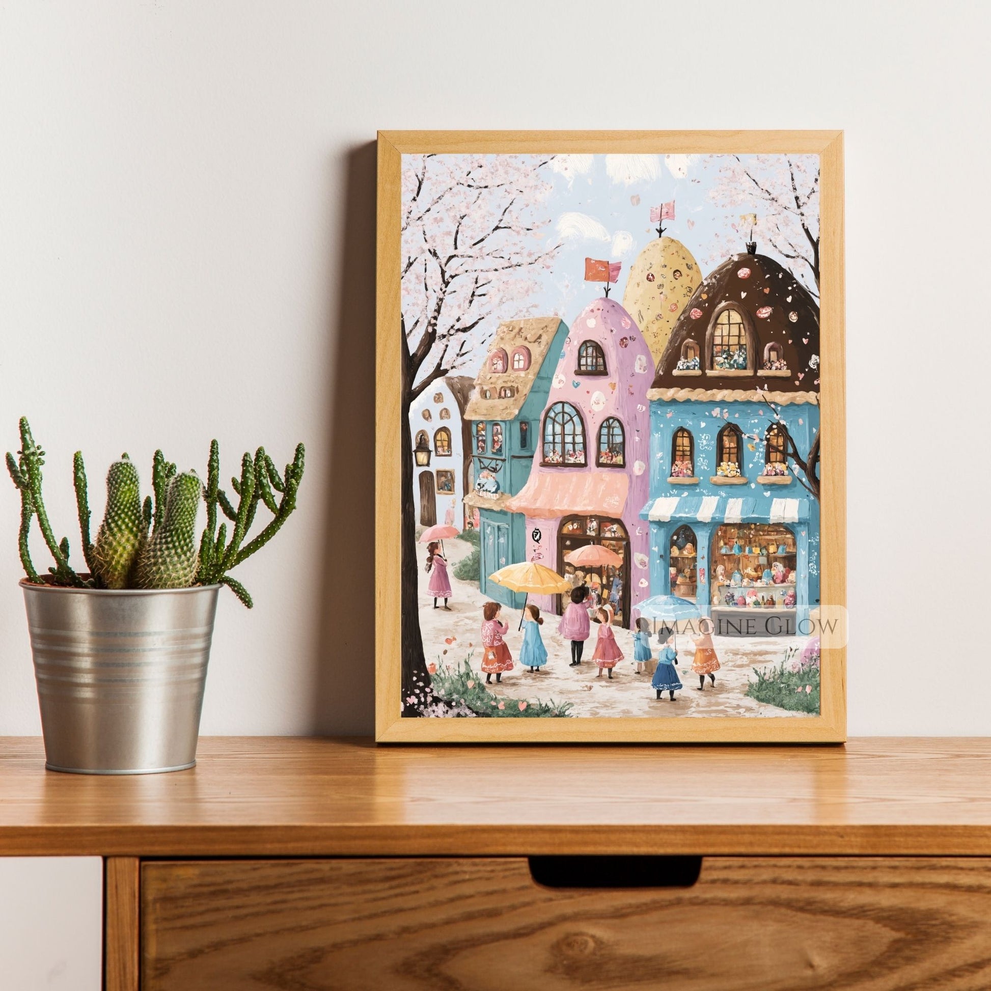 Spring-themed Easter village with joyful holiday charm
