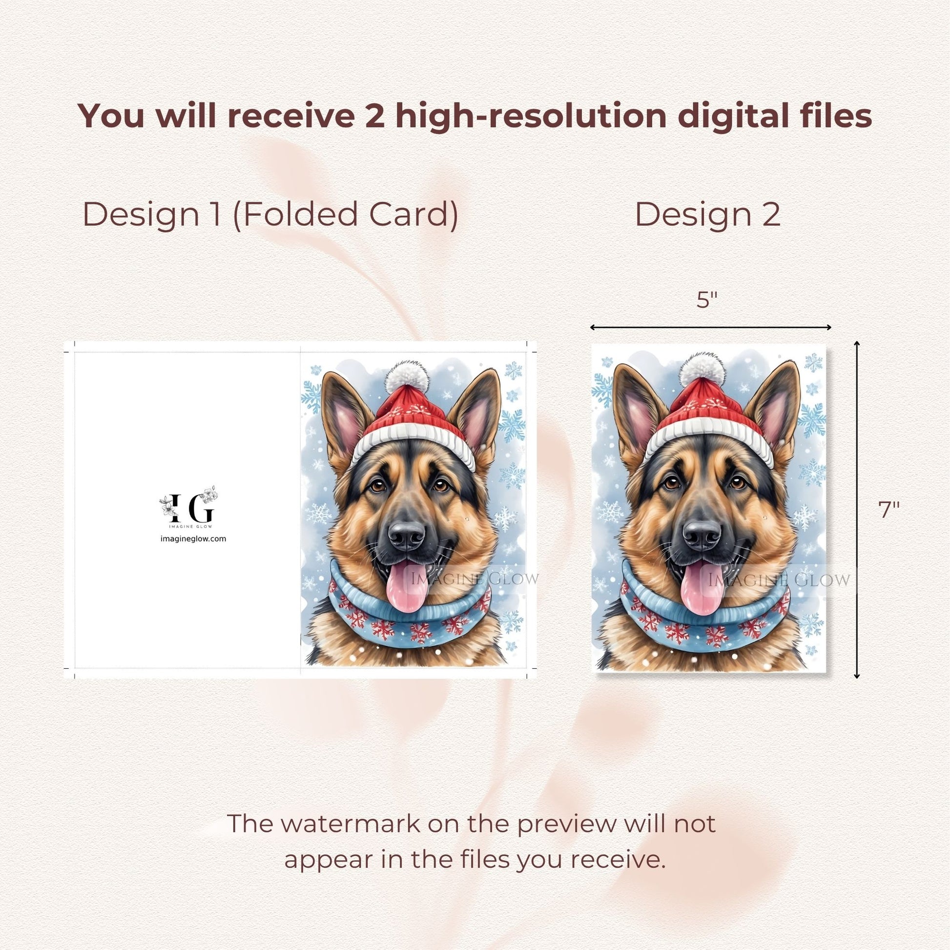 german shepherd christmas card winter theme
