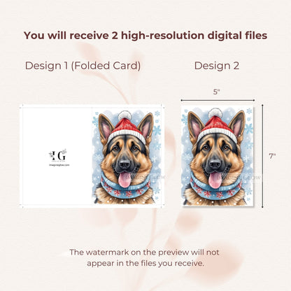 german shepherd christmas card winter theme
