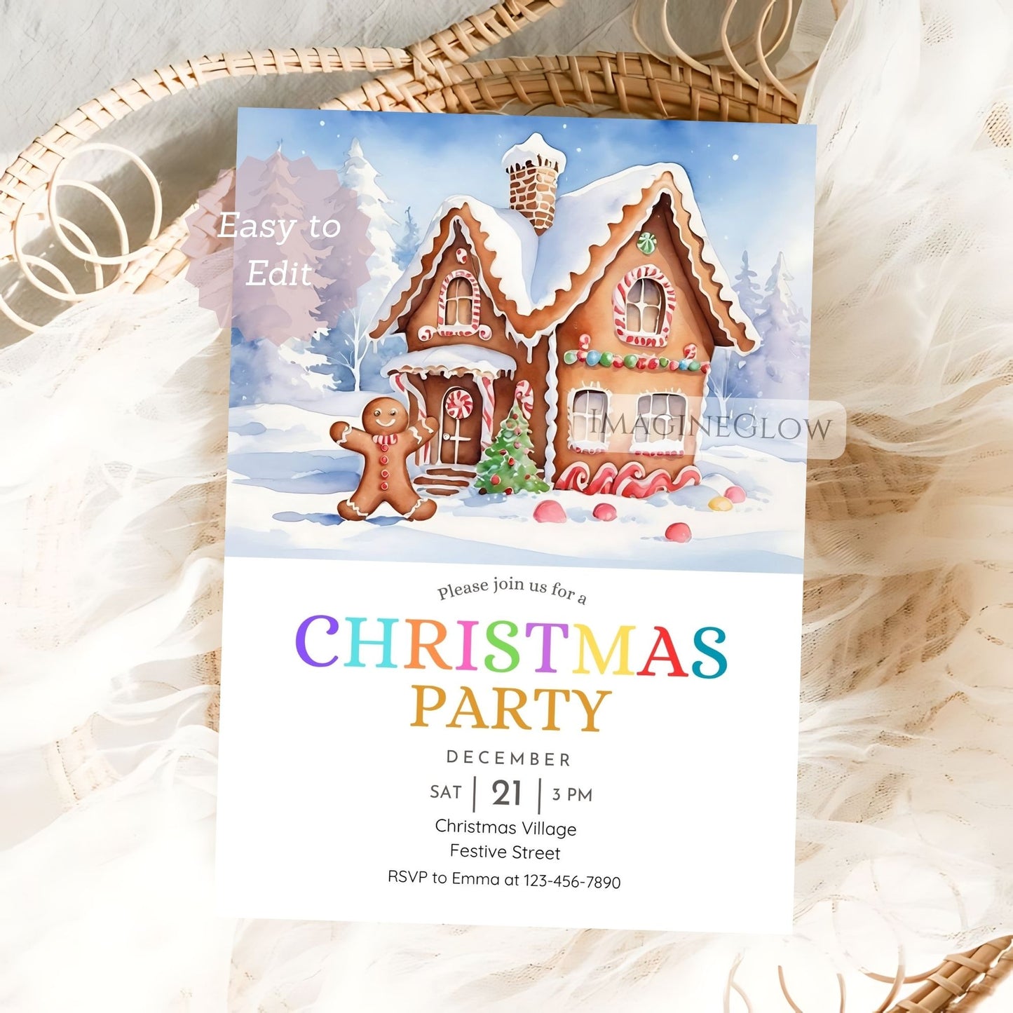 gingerbread decorating party invitation template
