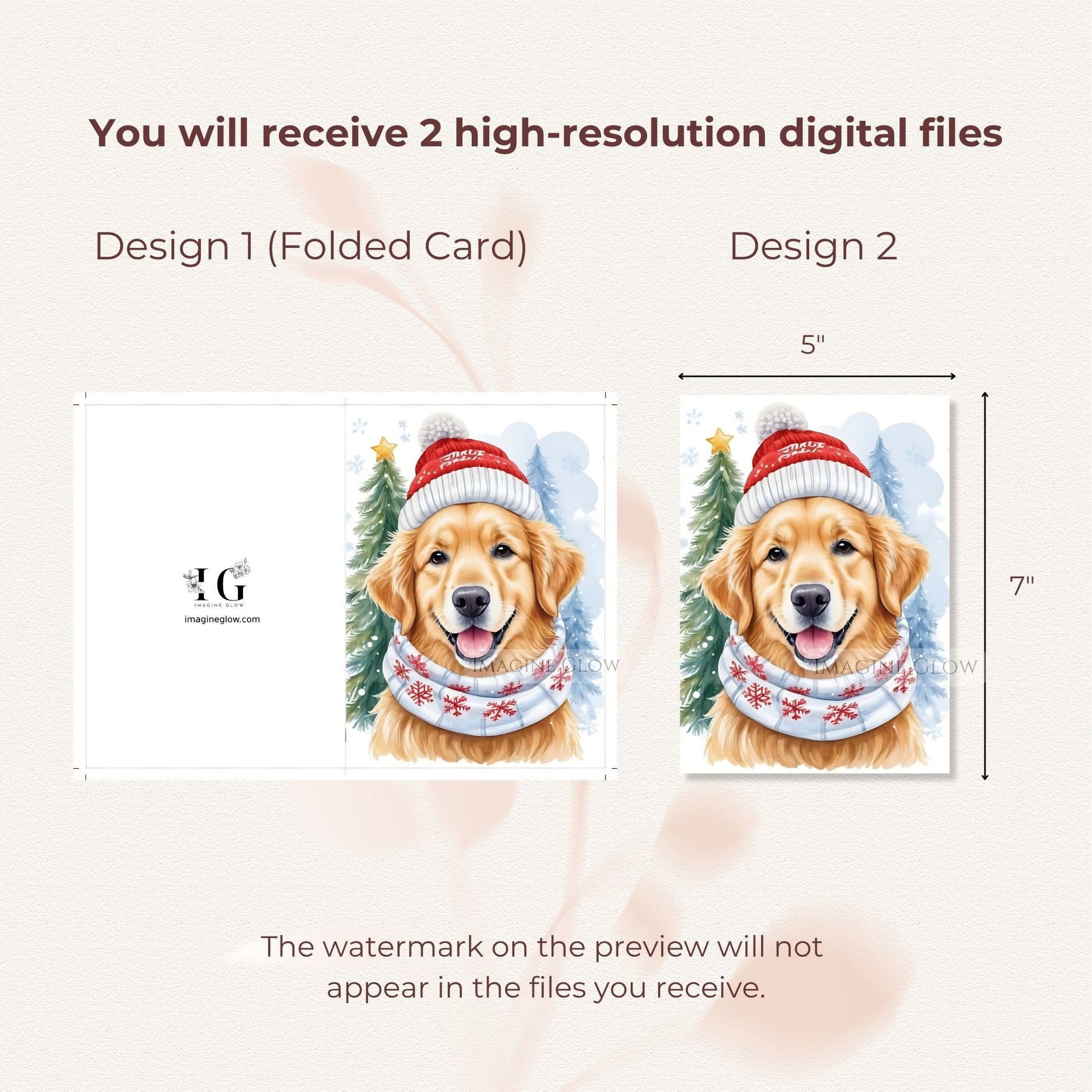 golden retriever dog christmas card printable
