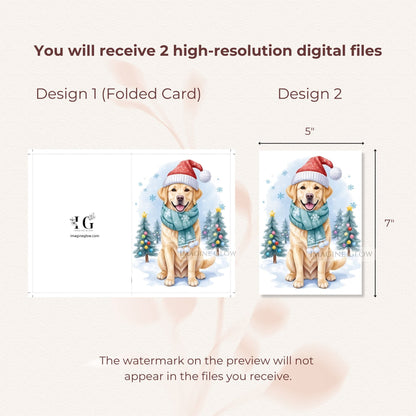 labrador retriever christmas card festive dog design
