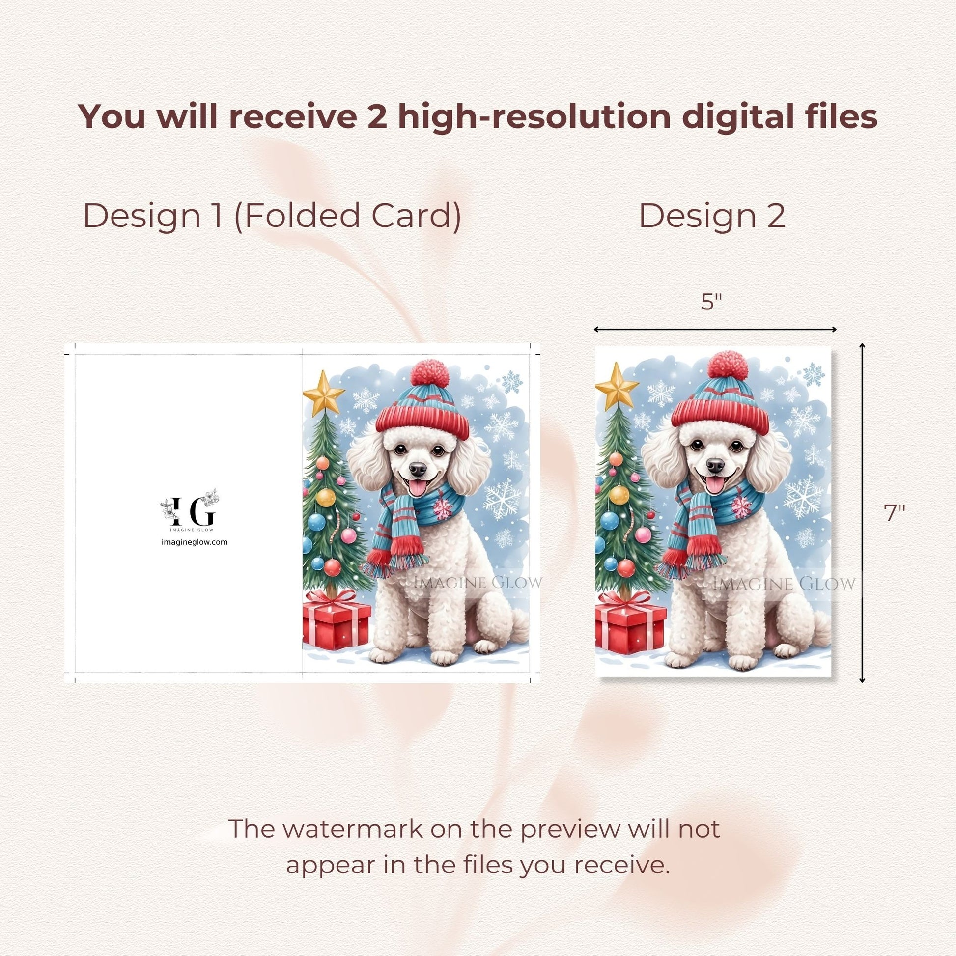 printable poodle holiday greeting card
festive poodle christmas card digital
