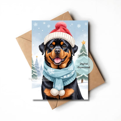 rottweiler christmas card festive design
cute rottweiler dog holiday greeting card
digital rottweiler christmas card printable
