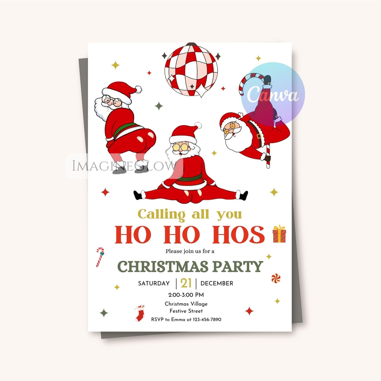 digital santa christmas holiday invitation
