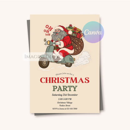 nostalgic santa christmas holiday invitation
