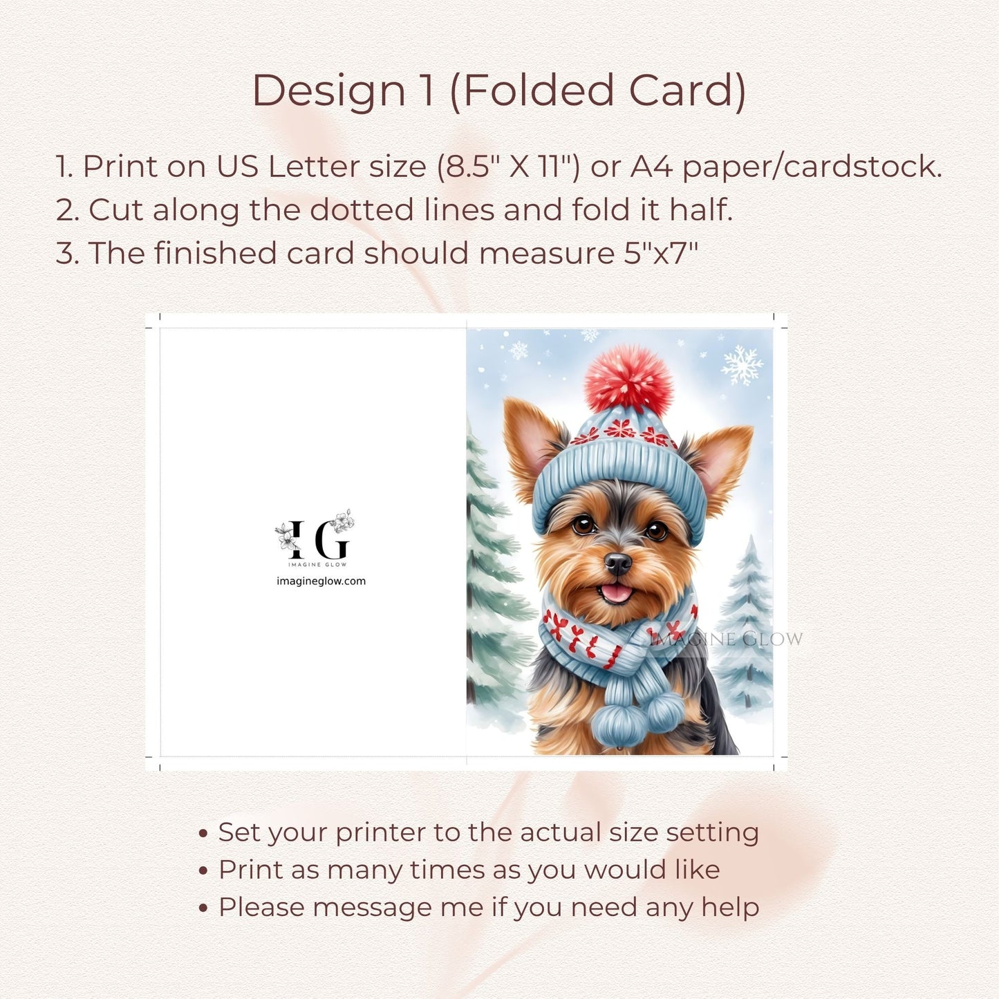holiday yorkshire terrier greeting card
