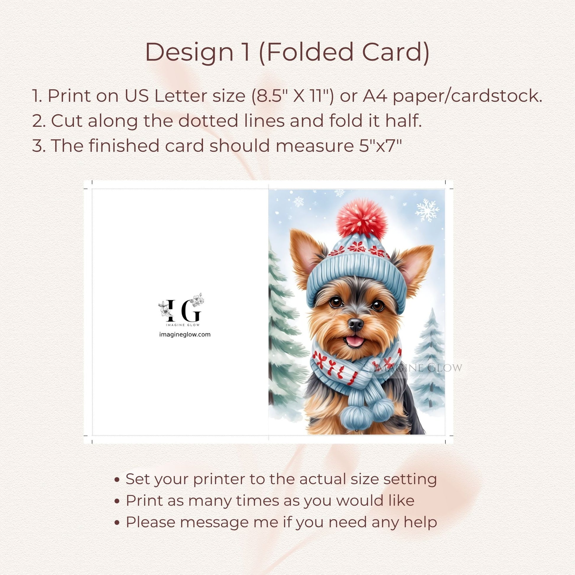 holiday yorkshire terrier greeting card
