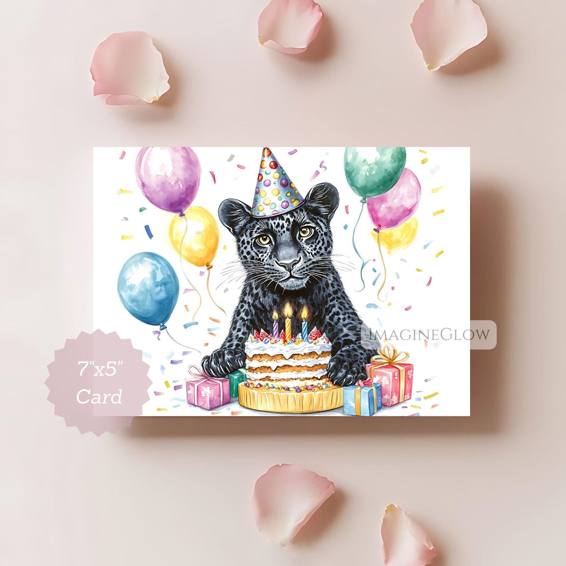 Elegant black panther birthday card for animal lovers
