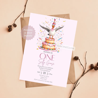 Editable first birthday invitation for baby girl
