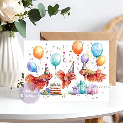 fish birthday card
cute aquarium card
