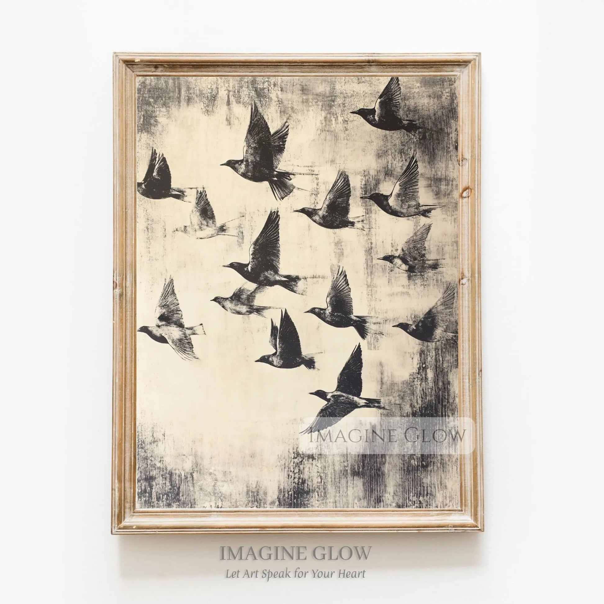 Elegant minimalist bird migration scene
