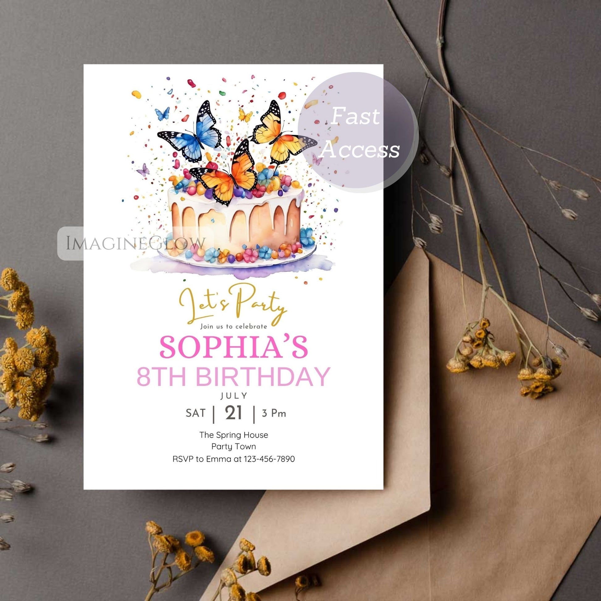 butterfly birthday invitation floral garden party invite

