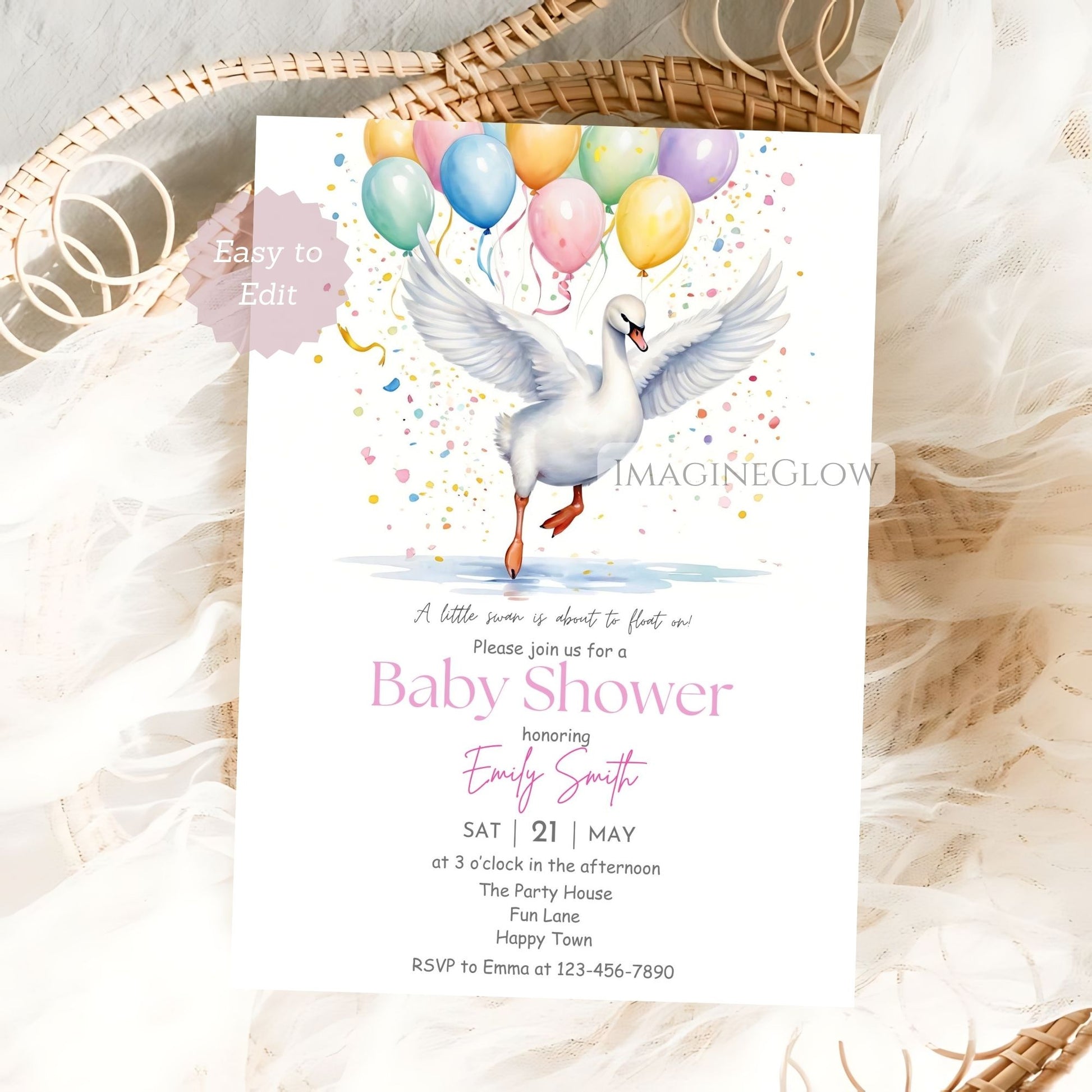 elegant swan baby shower invite
printable swan invitation template
