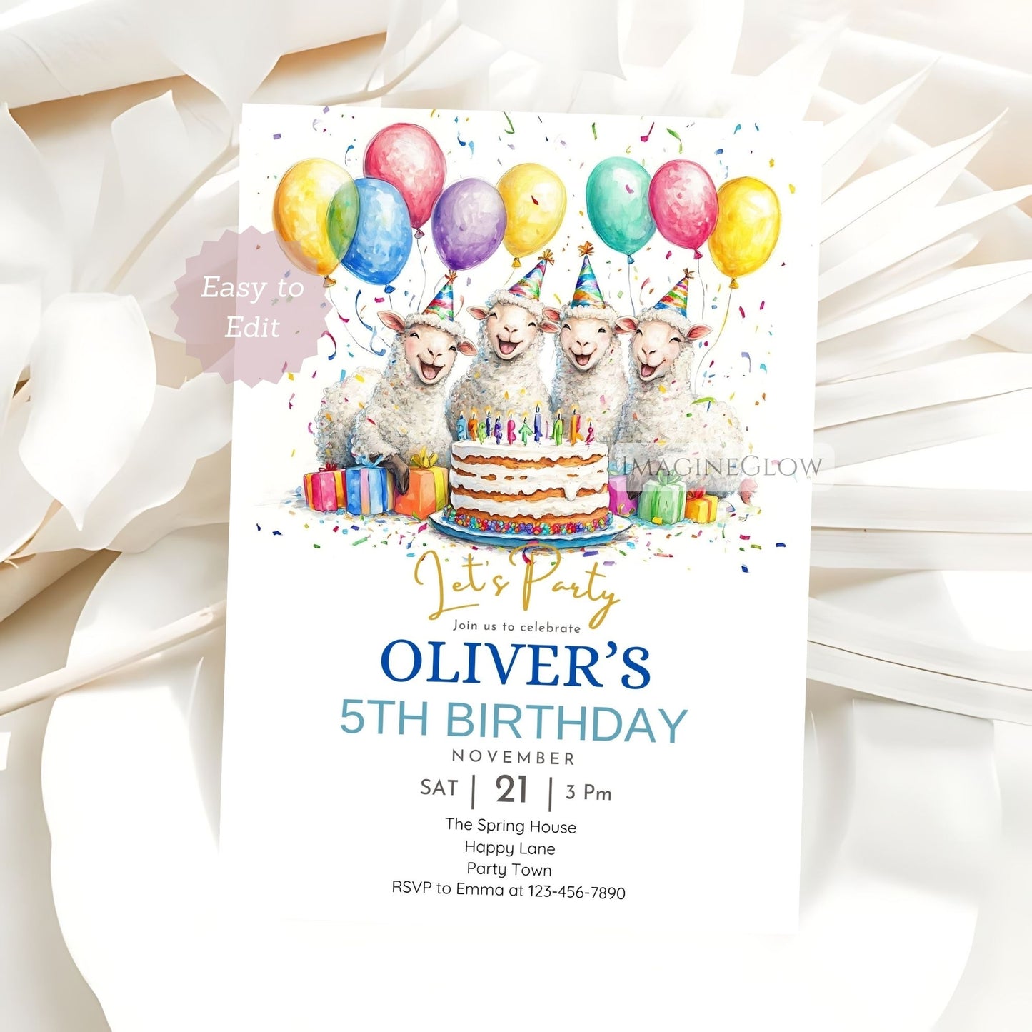 Sweet farm animal birthday invitation
